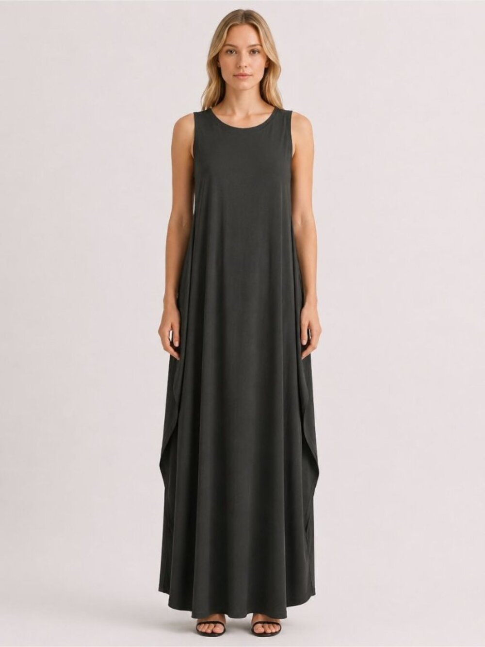Issey Miyake Drape Pocket Cocoon Jersey Dress Size 2 Black Triacetate Japan